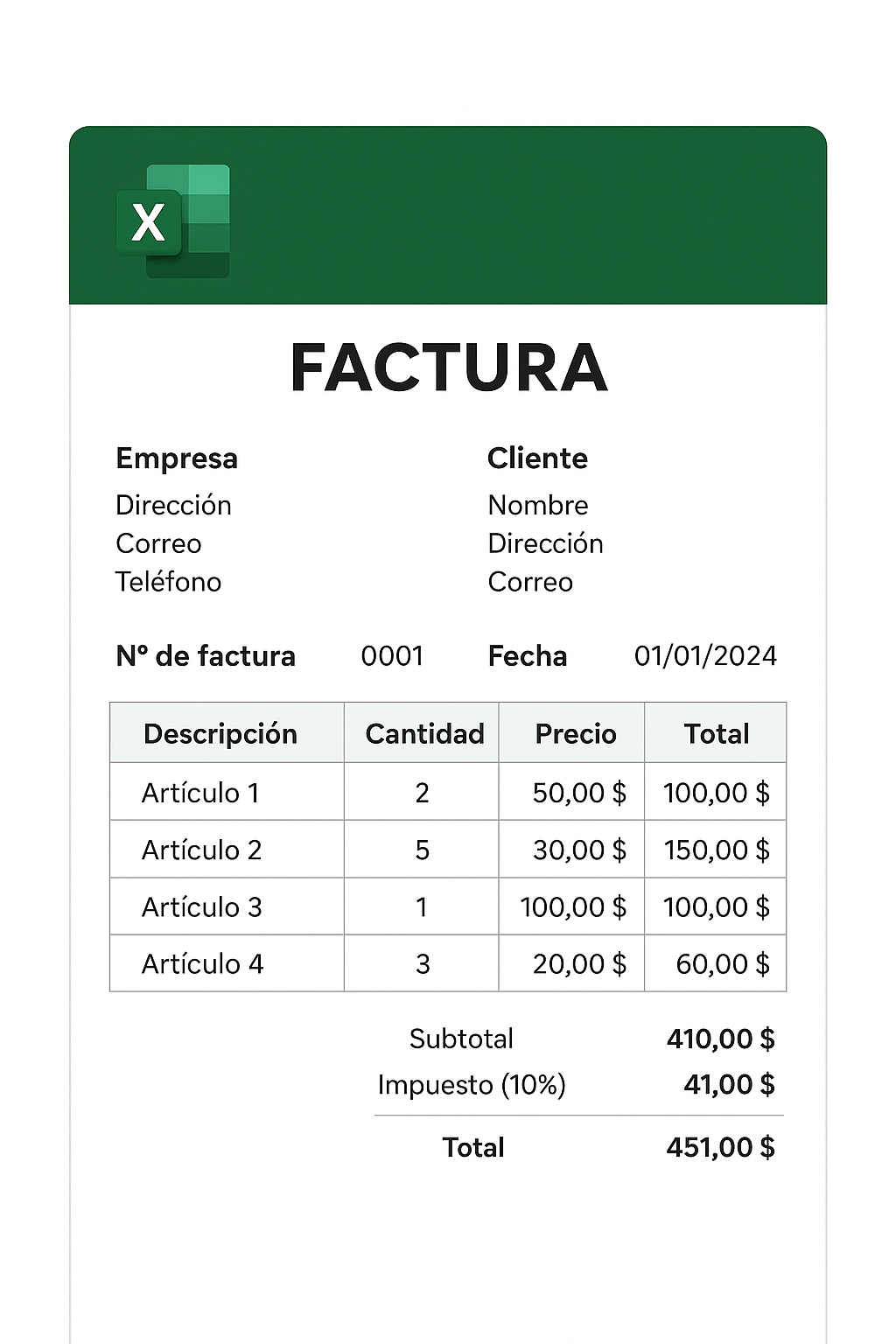 Plantilla de Facturación