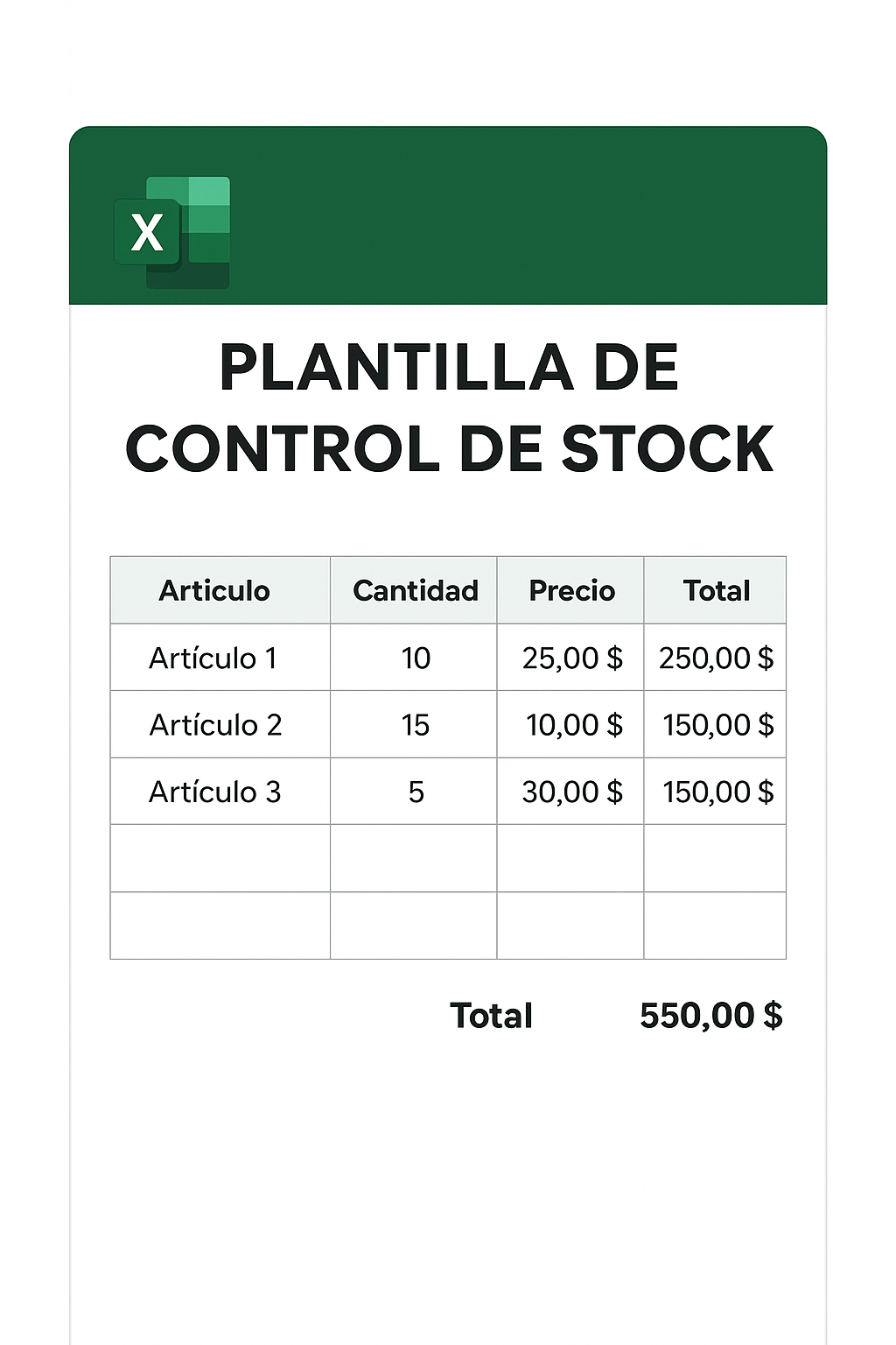 Plantilla de Inventario